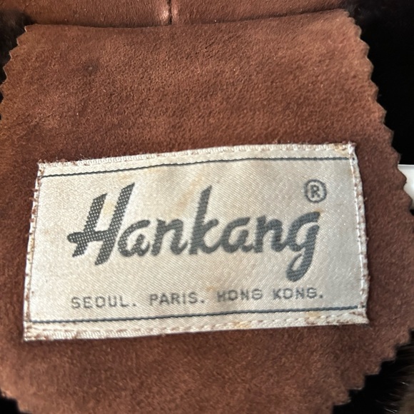 Ladies brown sheepskin coat with fur collar and fur trim, size large - Picture 2 of 12